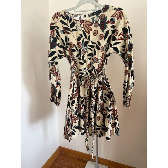 Bohme Jacquie The Label Boho Floral Long Sleeve Belted Midi Dress Size S - Picture 3 of 6